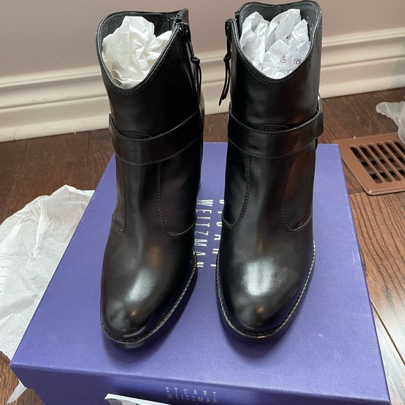 Stuart Weitzman Toughy 185 Black Calf 3” Heeled Booties - Picture 2 of 8